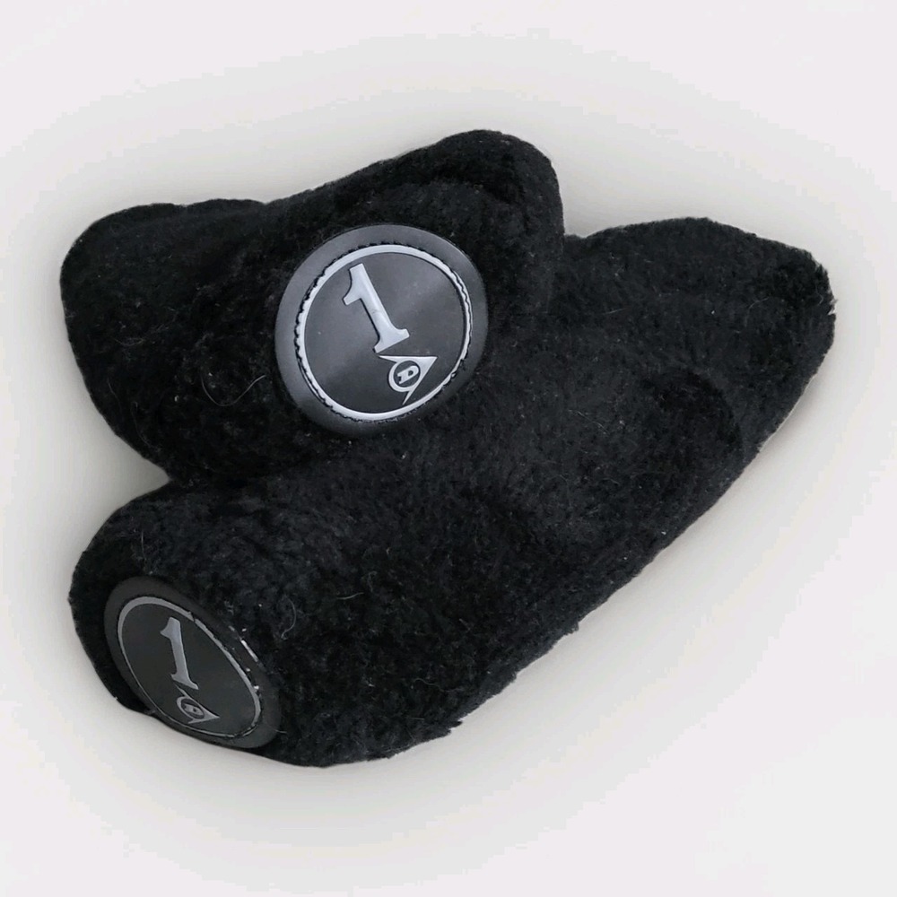 Vintage Dunlop "1" Black‎ Sherpa Golf Headcovers Set of 2 Rare Classic 1970s/80s